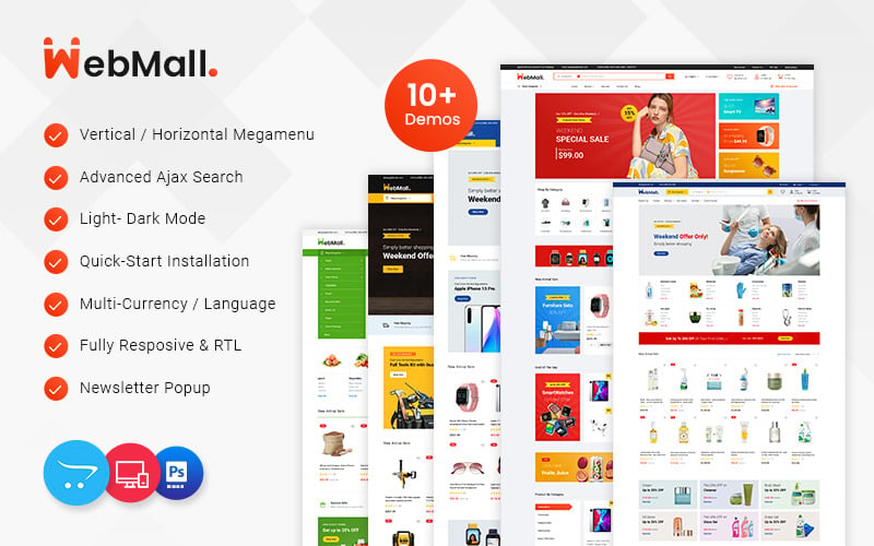 Webmall – багатоцільова адаптивна тема OpenCart для електроніки та мегамагазину