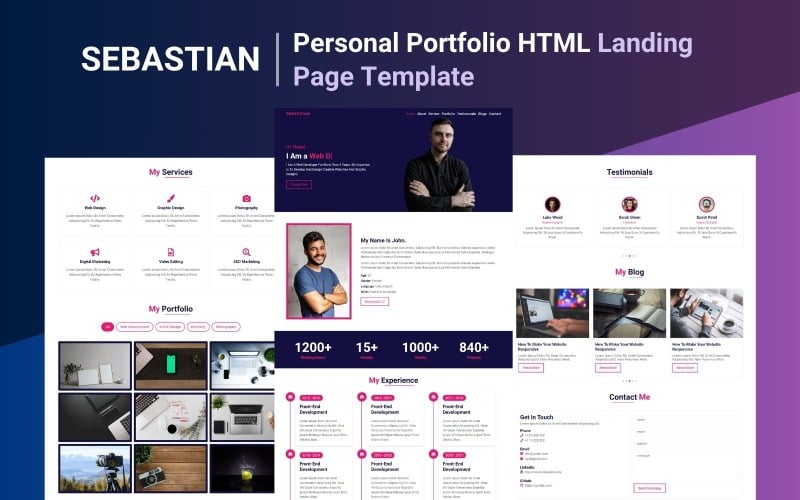 Sebastian - Modèle de page de destination HTML pour portfolio personnel