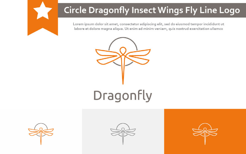Elegant Circle Dragonfly昆虫翅膀Fly Nature Line Logo Idea