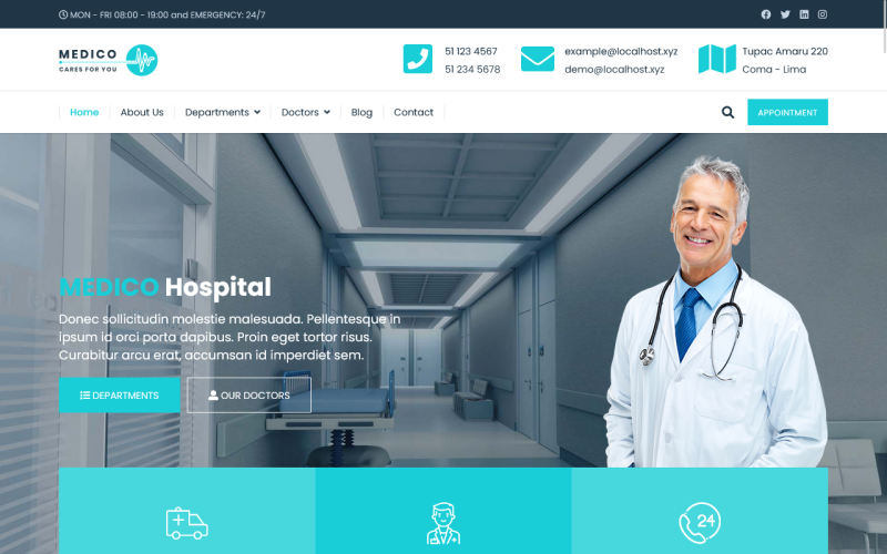 Medico - Modello Joomla 4 e 5 per l'assistenza sanitaria con siti Web predefiniti
