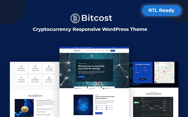 Bitcost -加密货币 &  比特币响应WordPress主题
