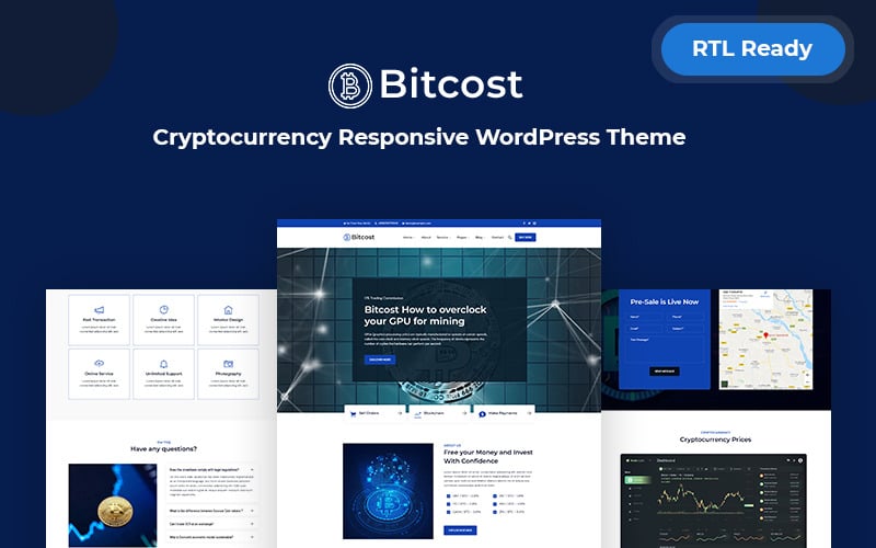 Bitcost – kriptovaluta és Bitcoin reszponzív WordPress téma