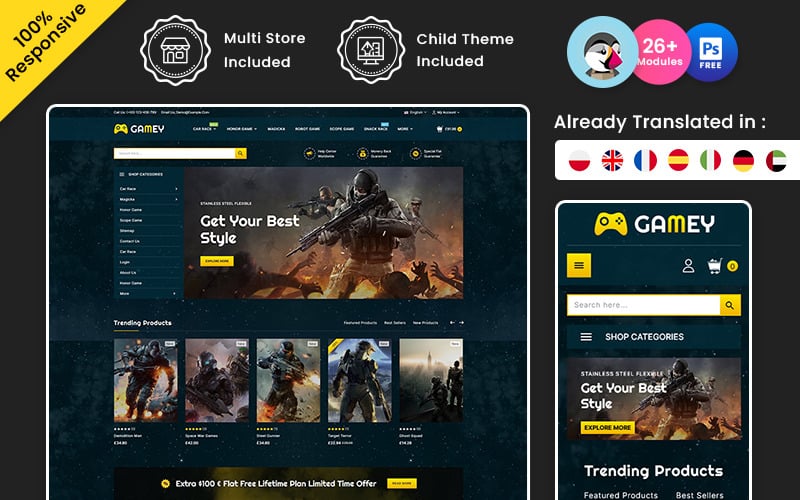 Gamey - Mehrzweck-Online-Spiel Responsive Prestashop Theme