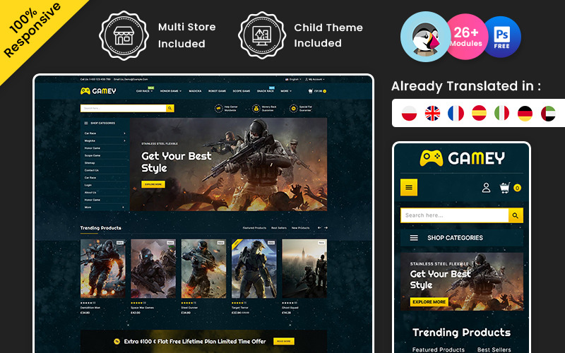 Gamey - Onlinespel Multipurpose Responsive Prestashop Theme