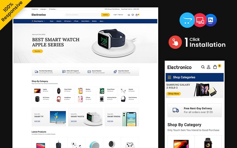 Electronico - Electronics and Mega Shop Multipurpose Responsive Opencart Store