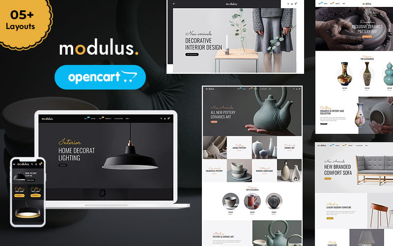 Modulus - Tema reattivo per e-commerce OpenCart per decorazioni e mobili per la casa