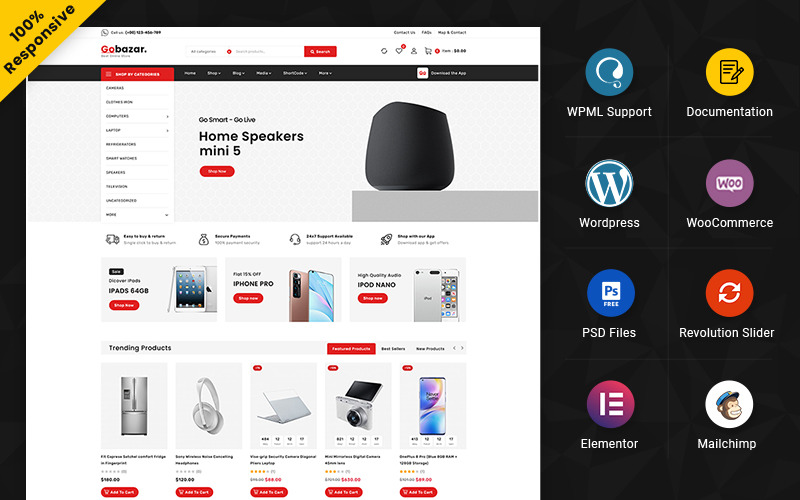 Gobazar - Mercado de electrónica Elementor Tienda WooCommerce