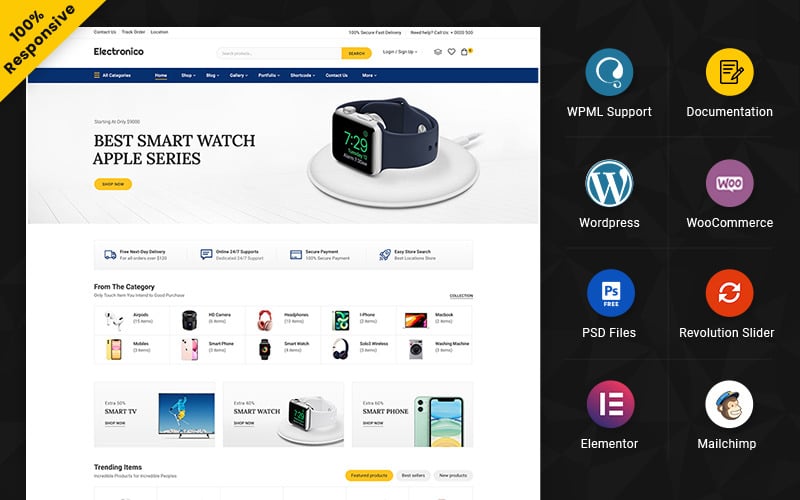 Electronico - Магазин электроники и мега-магазина Многофункциональный магазин Elementor Woocommerce