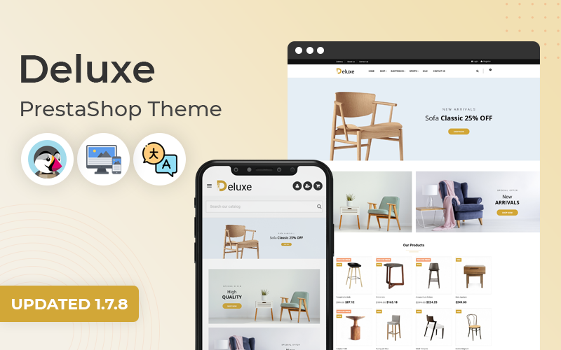 Deluxe — многоцелевая адаптивная тема Prestashop