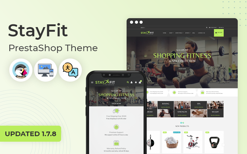 StayFit – адаптивна тема Prestashop для тренажерного залу та спа