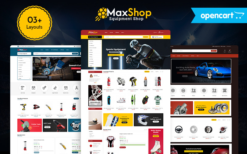 MaxShop – адаптивна тема для електронної комерції OpenCart про спорт, інструменти та автозапчастини