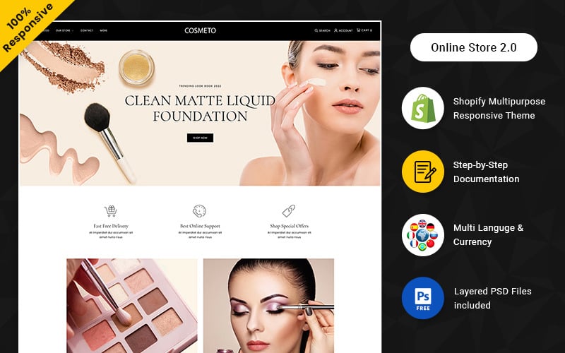 Cosmeto - Cosmetische en mode Multifunctionele Shopify-winkel