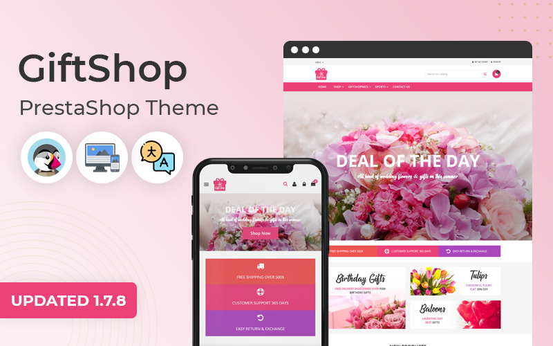 GiftShop - многоцелевая адаптивная тема Prestashop