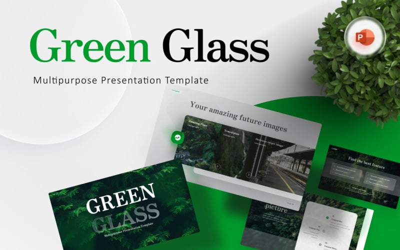 绿色玻璃多用途专业PowerPoint模板