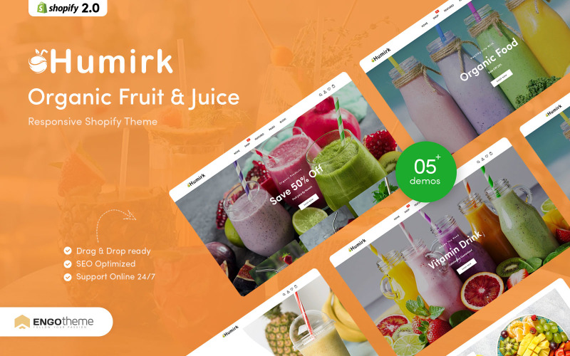 Humirk -有机水果 & 果汁响应Shopify主题