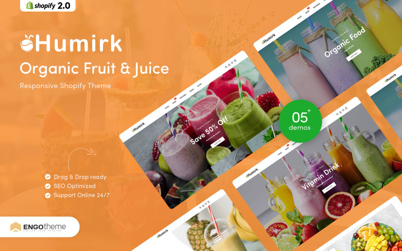 Humirk - tema Shopify responsivo a frutas e sucos orgânicos