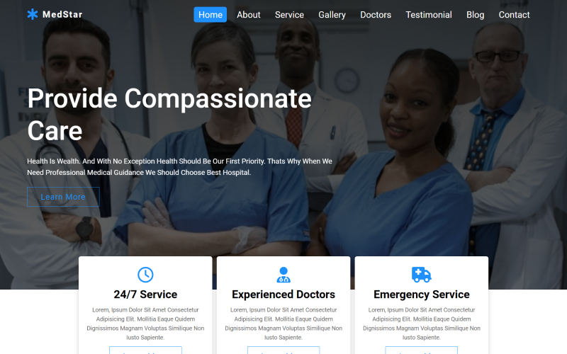 MedStar -医疗HTML登陆页模板