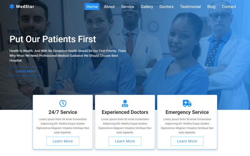 MedStar — Медицинский HTML-шаблон целевой страницы