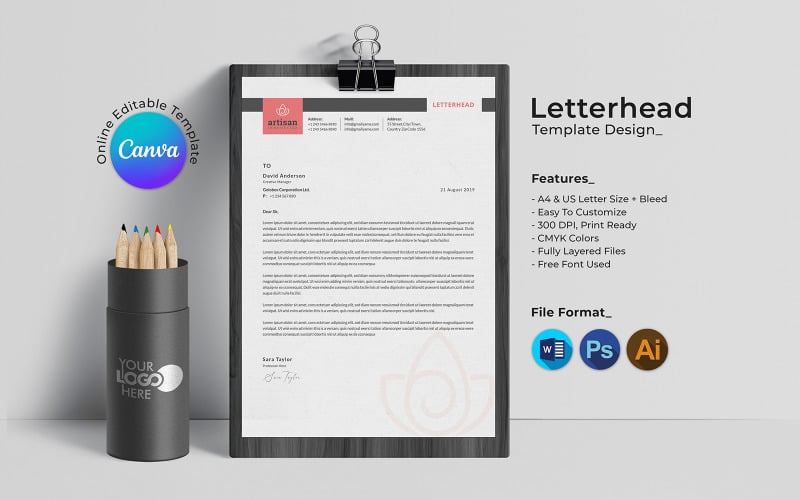 Canva Creative Letterhead Design Template