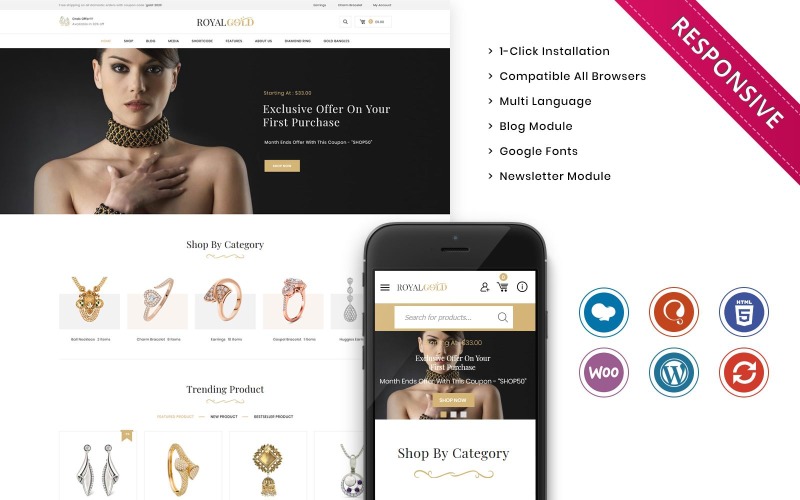 Royalgold - Il negozio reattivo di Woocommerce di gioielli