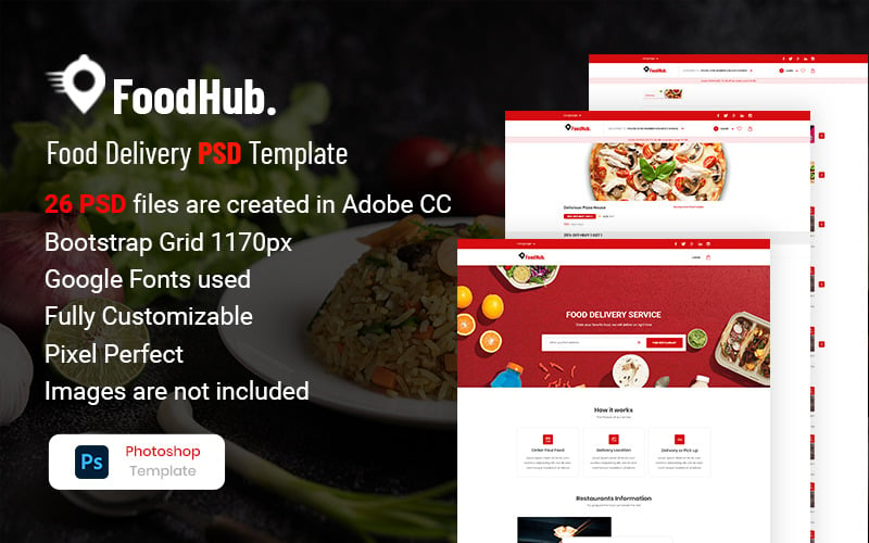 Foodhub – PSD-mall för matleverans