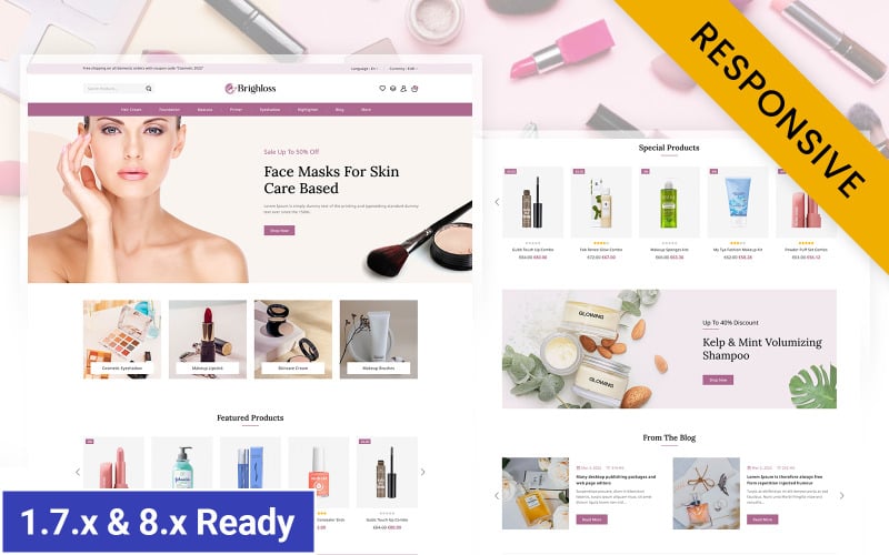 Brighloss - Thème réactif Prestashop pour magasin de beauté et de cosmétiques