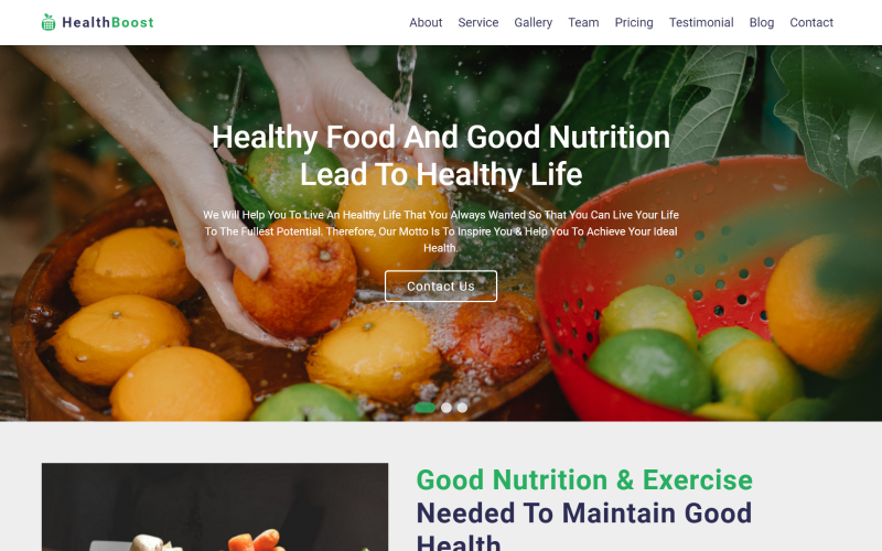 HealthBoost - Plantilla HTML para página de destino de servicios de nutrición