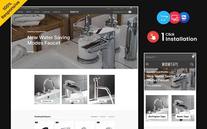 Wowtape - Sanitair, Badkameraccessoires Multifunctioneel OpenCart Responsive Theme