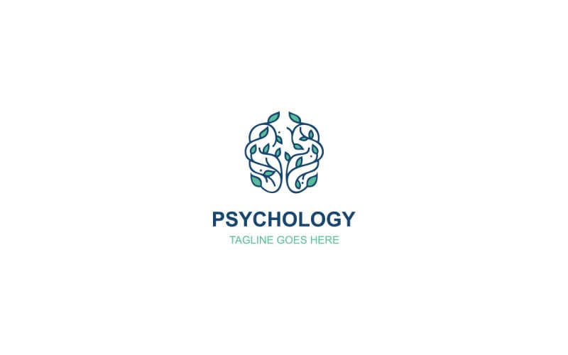心理学标志设计-创意，大脑，树叶