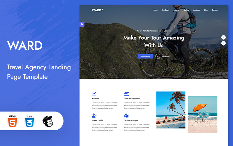 Ward - Modello di pagina di destinazione per tour e agenzie di viaggio