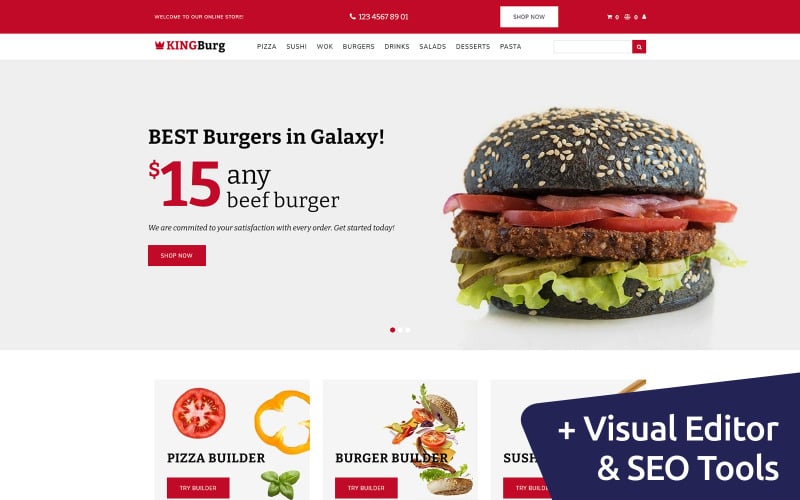 Burgerwebbplatsmall för restauranger och leverans