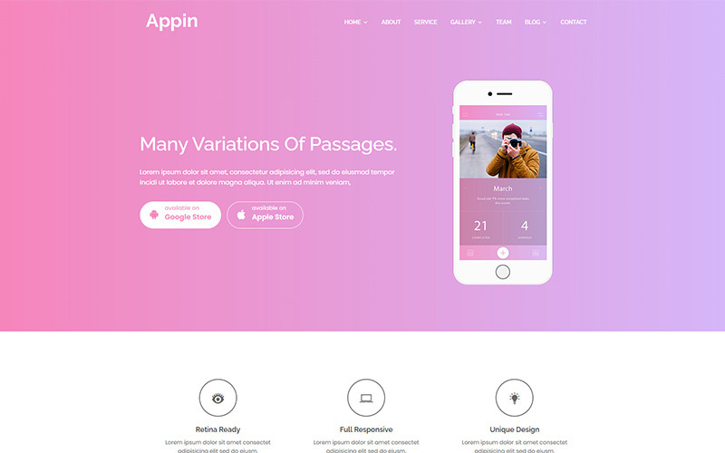 Appin - Responsives WordPress-Design für Apps