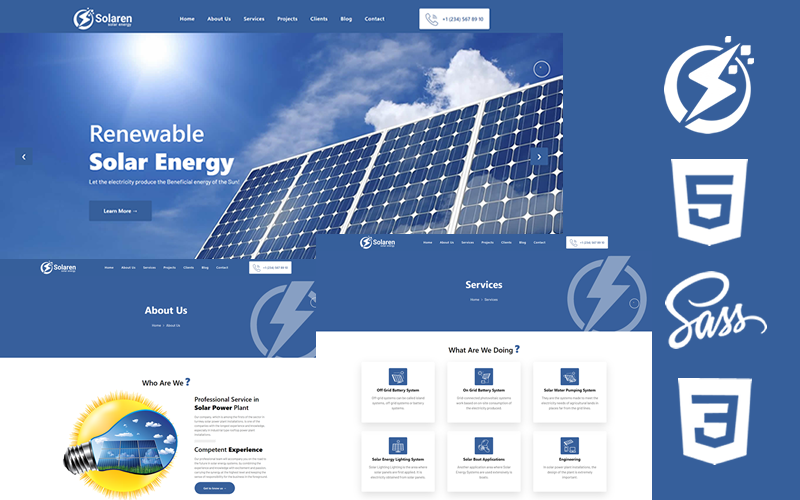 Solaren - Website-Vorlage für Solarenergie Html5 Css3-Design