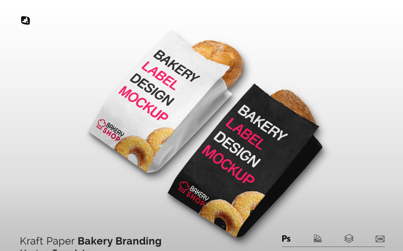 Mockup voor kraftpapier-bakkerij