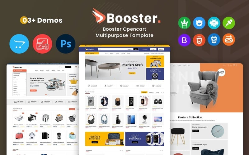 Booster - багатоцільова тема OpenCart для меблів та інтер'єру
