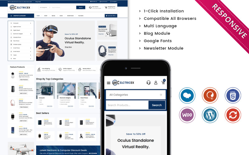 Electricex – Адаптивний магазин мега електронної Woocommerce