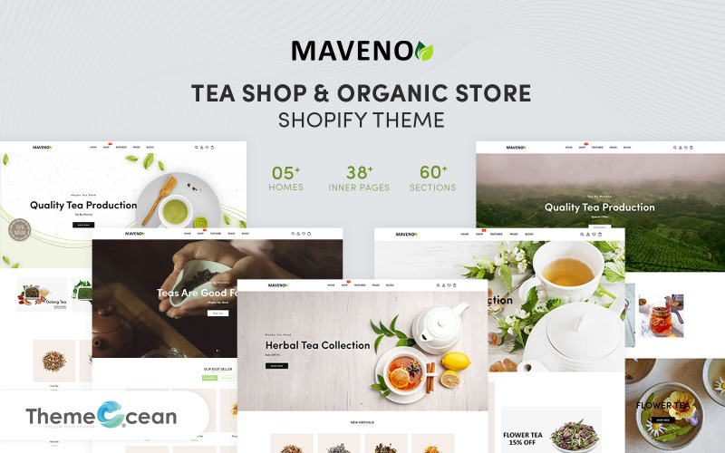 Maveno - Tema Shopify reattivo per negozio di tè e negozio di prodotti biologici