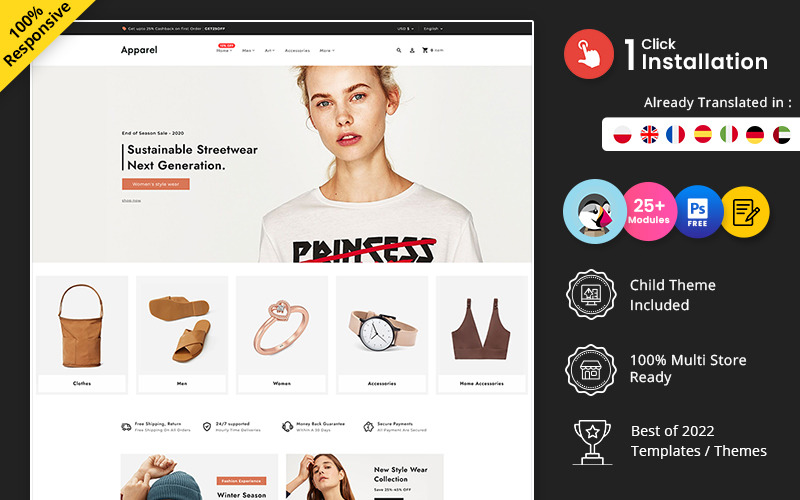 Kleding - Mode en Beauty Multifunctionele Prestashop Store