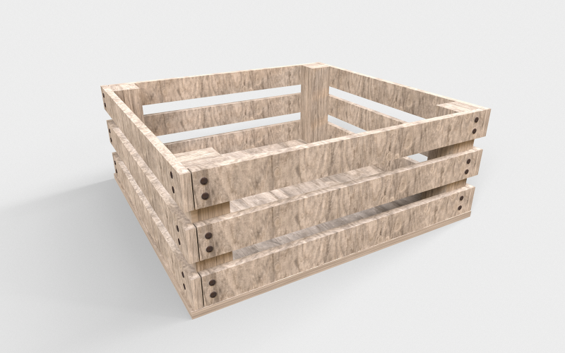 Houten palletkrat Low-poly 3D-model