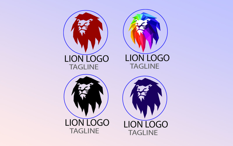Plantilla de logotipo de logotipo de león 4 colores que puede editar todos los colores
