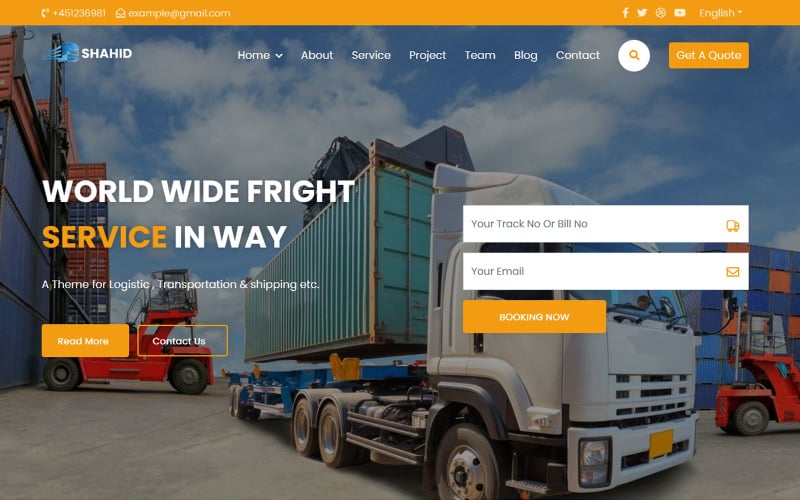 Shahid - Modelo de página de destino da empresa de mudanças de logística e transporte