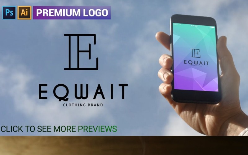 Modèle de logo Premium E letter EQWAIT