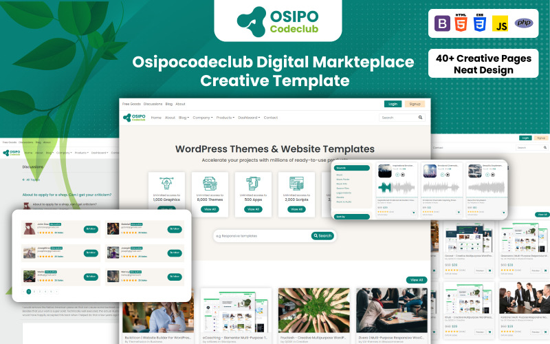 Osipocodeclub -数字下载创意HTML网站市场模板