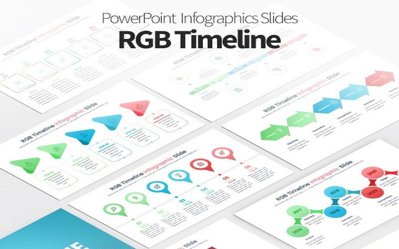 Chronologie RVB PPT - Diapositives d'infographie PowerPoint