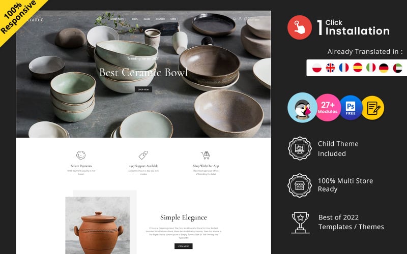 Ceramic - Tema Prestashop responsivo multiuso de cerâmica, cerâmica e artesanato