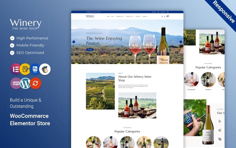 Winery - Liquor, Vinery Mağazası Çok Amaçlı WooCommerce Gutenberg Teması