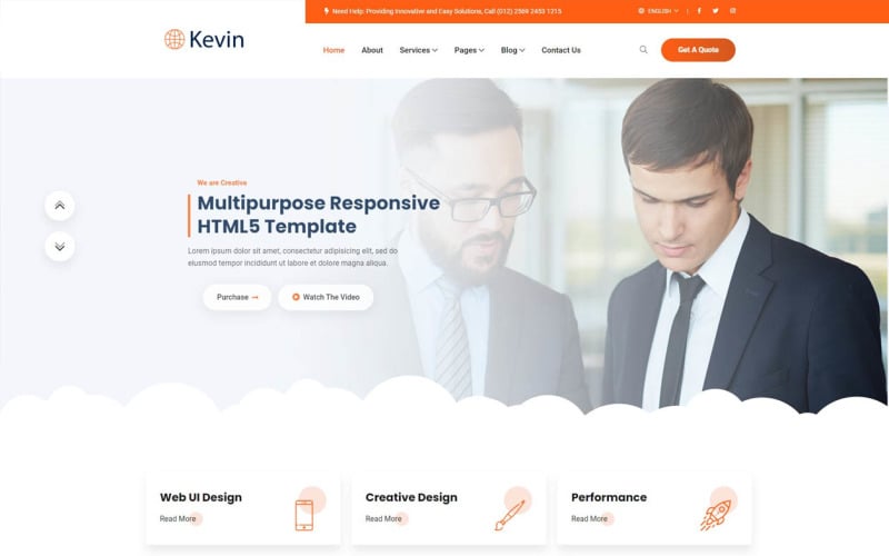 Kevin - IT解决方案 & 服务HTML5响应式模板