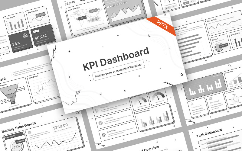 KPI Dashboard Doodle PowerPoint-mall