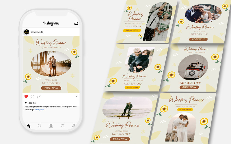 爱莉安娜的Instagram婚礼发布模板社交网络