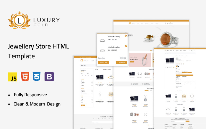 Luxe goud - HTML-sjabloon voor sieradenwinkel